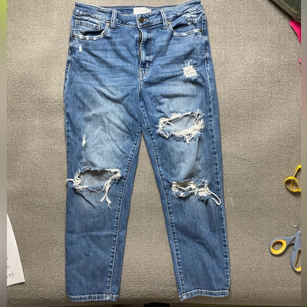 Oasis Women’s Size 13 Ripped Blue Skinny Jeans- Streetwear Distressed Denim
